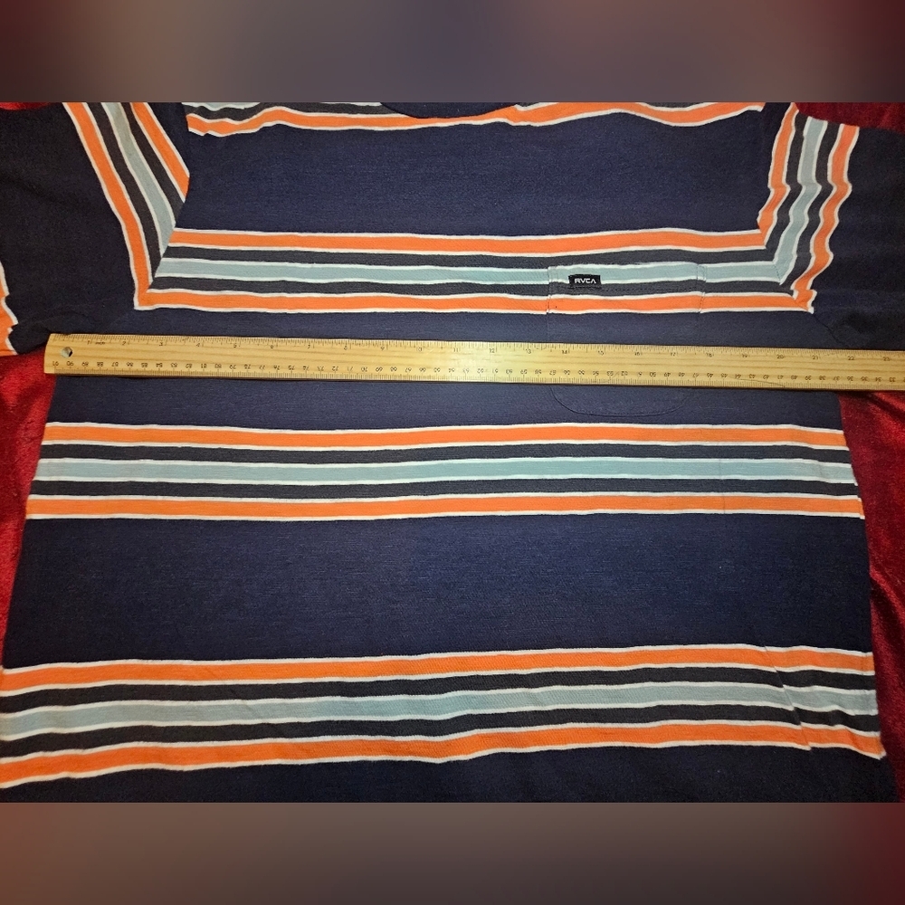 RVCA Navy Striped T-Shirt - Picture 4 of 5